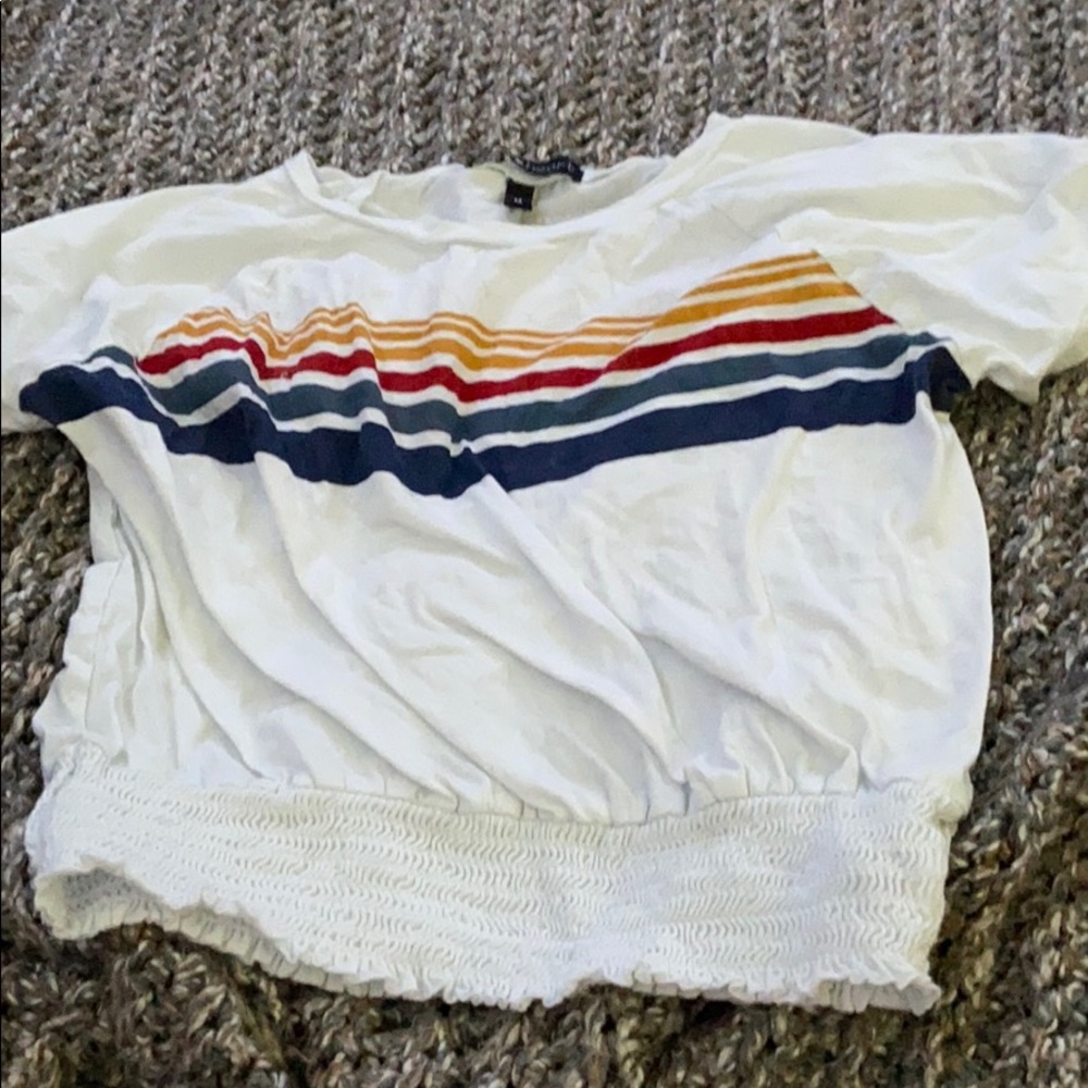 White + colored stripes shirt , elastic